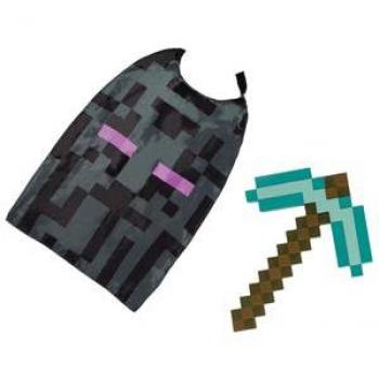 Disfraz de Steve de Minecraft con espada y capa, incluye pico y capa