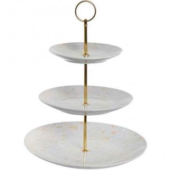 Frutero porcelana metal 27x27x34 3 pisos azul