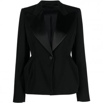 Max Mara Pianoforte Women's Wool Single-Breasted Blazer Jacket in Black | Size 36 | 10460437600PROTEO001