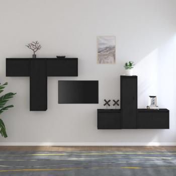 Mueble de TV 6 piezas madera maciza de pino miel