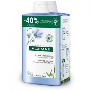 Klorane Champú con Fibras de Lino Volumen y Textura Duplo 2x400ml