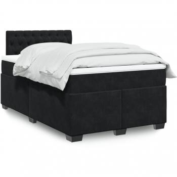 Cama box spring de muelles con colchón negro 120x200 cm en terciopelo