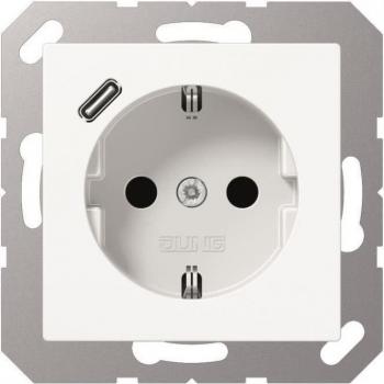 JUNG JG A1520-18 C WW - Socket with USB charger, 1 x type C, series AS/A, alpine white