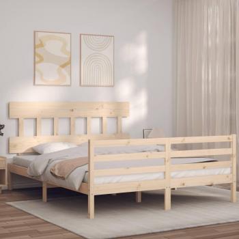 Cama de madera maciza con cabecero 160x200 cm