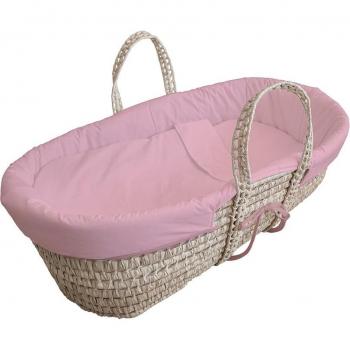 Moisés de mimbre con colchón y patas, ideal para el descanso del bebé