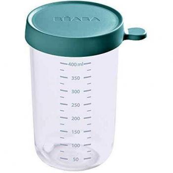 BÉABA Tarros de Conservación para Bebé, Tupper en Cristal, Resistente al calor, Recipientes para guardar la comida de Bebé, Con indicador de cantidad, 1x 400ml, Verde