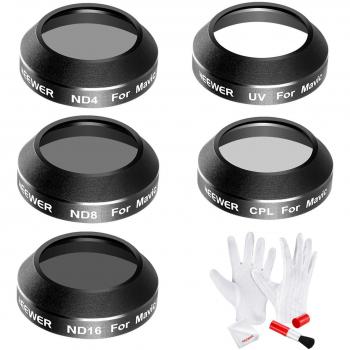 Neewer Filtro Multicapa Y Kit De Limpieza para dji Mavic Pro Drone Quadcopter: UV, Cpl, Nd4, Nd8, Nd16, Filtros con Cepillo De Alta Definición Lente, Guantes Antiestáticos Y Gamuza