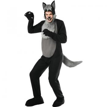 Kimokawaii Disfraz de Lobo Peludo negro para hombre