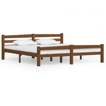 Persianas de madera de pino macizo marrón miel 180x200 cm y Estructura cama sin colchón madera pino marrón miel 180x200 cm vidaXL