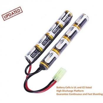 Keenstone Baterías Airsoft Stick NiMH 9.6V 1600mAh Nunchuk Stick para Rifle de Aire ICS CA TM SRC JG G36 G y M734, etc. + Mini Conector Tamiya High Discharge