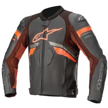 Chaqueta de cuero de motocicleta Alpinestars GP Plus R V3 Rideknit - Negro Naranja (48)
