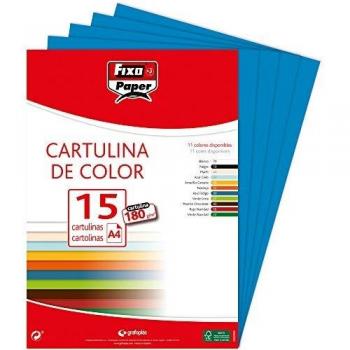 Fixo Paper 11110630 - Pack de 15 cartulinas color azul, A4, 180g/m²
