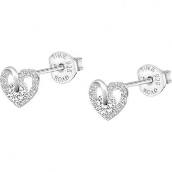 Pendientes Time Road Mujer Plata con Motivo Corazón