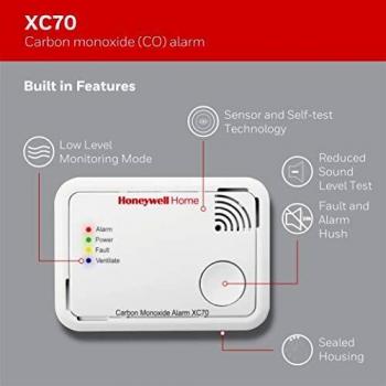 Honeywell Home XC70-ESPT-A Detector de Monóxido de Carbono, Color Blanco