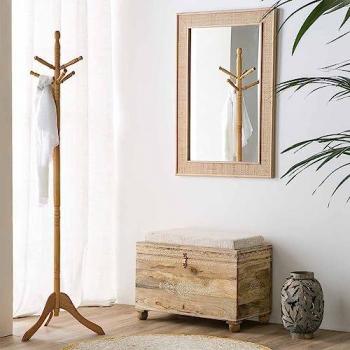 Espejo de Madera y Rejilla Marrón 70x2.5x100h Cm - Estilo Rústico WANDERLUST DECO