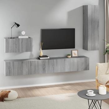 Set de muebles para TV 4 piezas madera contrachapada gris Sonoma 30.5x30x110 cm