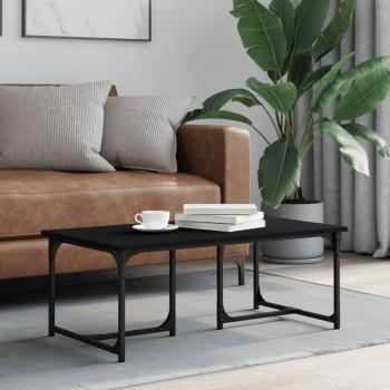 Mesa de centro madera contrachapada 90x50x35 cm en color Negro, Roble Sonoma y Roble ahumado, ideal para salón o comedor, también como mesa auxiliar o de café