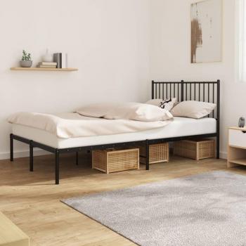 Estructura de Cama sin Colchón con Cabecero de Metal Negro 120x200 cm