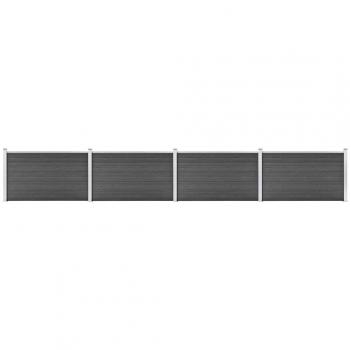Conjunto de paneles de valla WPC negro 699x105 cm
