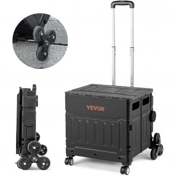 Carro para Subir Escaleras Vevor, Capacidad de 155 Libras, Carrito Plegable Multipropósito para Compras y Viajes, Asa Ajustable en 3 Posiciones, Tapa Telescópica