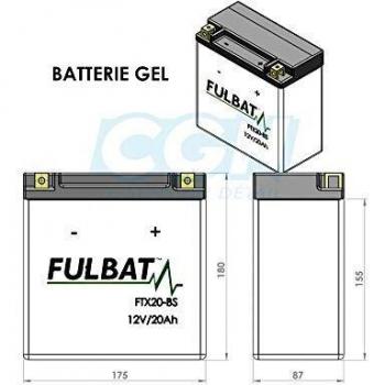 Fulbat - Batería moto Gel YTX20L-BS/FTX20L-BS 12V 18Ah
