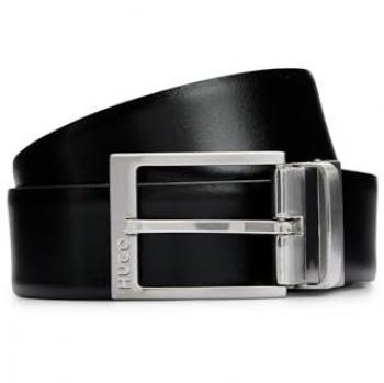 HUGO Men's Black Reversible Leather Belt Size 90