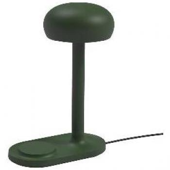 Lámpara de mesa LED Emendo con cargador inalámbrico Qi, verde esmeralda, táctil
