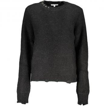 Patrizia Pepe Elegant Long-Sleeved Crew Neck Sweater with Logo - M