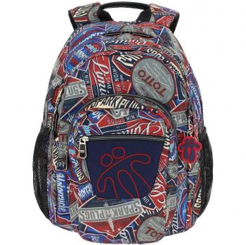 Mochila Escolar Meloji con Estampados Orientales y Princesas Japonesas en Rosa y Azul