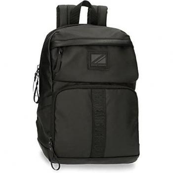 Pepe Jeans Hoxton Mochila para Portátil Adaptable 13,3 Negro 25x36x10 cms Poliéster y PU