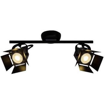 BRILLIANT lámpara Movie LED spot tube 2 luces negro mate | 2x LED-PAR51, GU10, lámparas reflectoras LED de 5W incluidas,