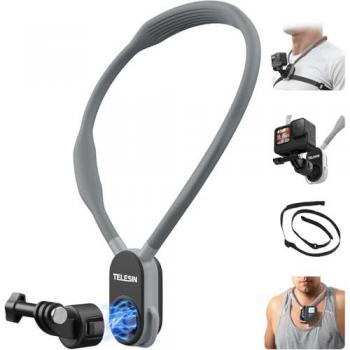 Telesin Silicone Magnetic Neck Holder Mount for Action Cameras and Smartphones