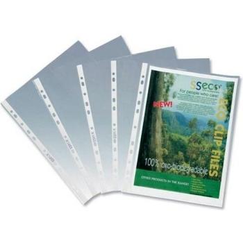 Paquete de 50 fundas perforadas biodegradables A4 en polipropileno reciclable 8/100
