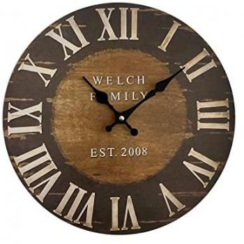 Reloj de Pared Redondo de Madera Estilo Industrial y Vintage 33,8x33,8x4 cm