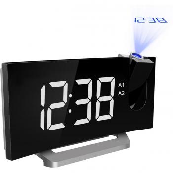 Mpow Radio Despertador Digital, Despertador Proyector con Alarma de Proyecci¨n de FM y Alarmas Dual, Radio Reloj Despertador con Proyector, Funci¨n Snooze,Pantalla LED de 5 pulgadas con Atenuador