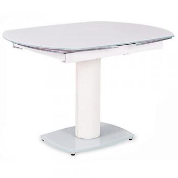 Mesa Extensible Blanca de Cristal Templado 90 cm x 120-180 cm Altura 76 cm