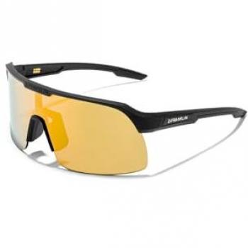 Gafas de sol deportivas unisex D.Franklin Wind Fifty Negro/Dorado con lentes amarillos y protección UV
