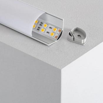 Perfil de Aluminio Esquina con Tapa Circular Continua para Tira LED hasta 20 mm - 4 m