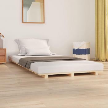 Estructura de cama madera maciza de pino 90x190 cm color marrón
