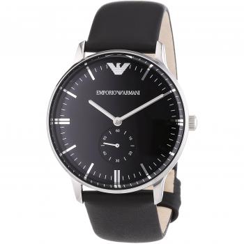 Reloj de Cuarzo para Hombre Emporio Armani AR0382 - Plateado / Negro / Correa de Cuero Negra