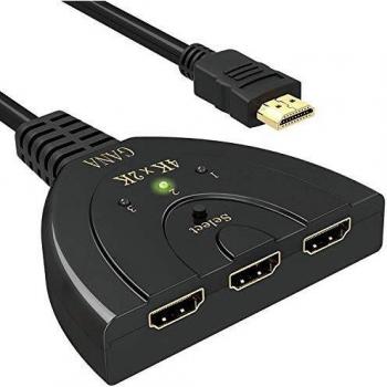 HDMI Switch 4K | GANA 3 Entradas 1 Salida Switch HDMI Splitter Soportes Full HD 4K 3D Duplicador HDMI Conmutador para HDTV/Xbox/PS3/4 /Apple TV/Fire Stick/BLU-Ray DVD-Player Selectores de Audio V¨ªdeo