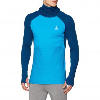 Odlo SUW Top with Facemask L/S Active Revel Unterhemd, otoño/Invierno, Hombre, Color Poseidon - Blue Jewel, tamaño Extra-Large