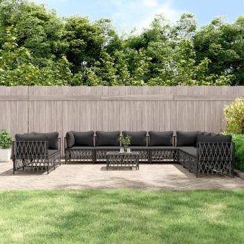 11-Piece Anthracite Steel Garden Lounge Set with Cushions