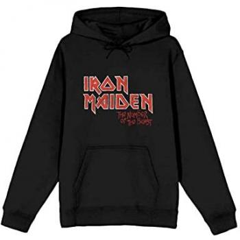 Iron Maiden Vintage Logo Faded Edge Album Hoodie - Black - Size S - 80% Cotton, 20% Polyester