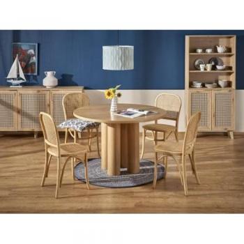 Mesa Houston 1404 de MDF con chapa de madera natural y altura de 77 cm, acabado en roble