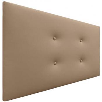 Cabecero Tapizado de Polipiel Aqualine con 2 Hileras de Botones - Marrón Claro (105x50cm, para camas 80/90/105)