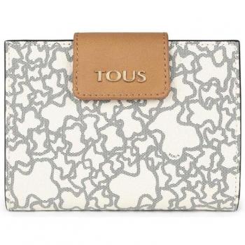Billetera Tous Kaos Mini Beige-Negro con Logo Estampado
