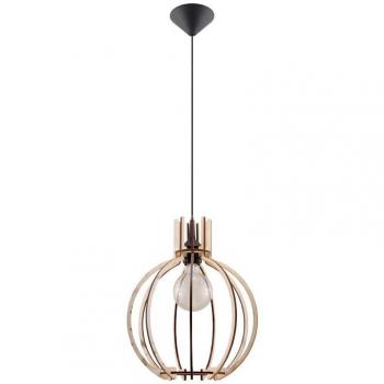 Lámpara Colgante Arancia E27 de Madera Natural con 1 Bombilla y Longitud Ajustable hasta 100cm