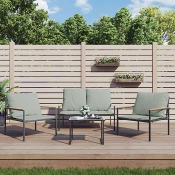 Juego de muebles de jardín 3 piezas con cojines en acero gris antracita vidaXL