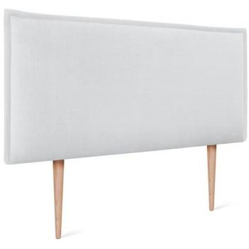 Cabecero Tapizado de Lino Natural Blanco con Ribete y Patas para Cama Dormitorio Moderno (105x105cm)